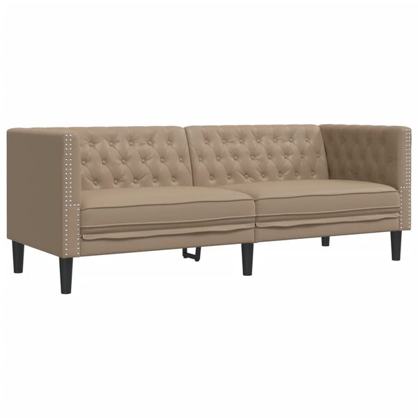 vidaXL 3-tlg. Chesterfield-Sofa-Set Cappuccino Kunstleder