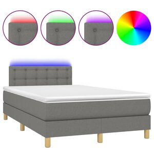 vidaXL Boxspringbett mit Matratze & LED Dunkelgrau 120x200 cm Stoff