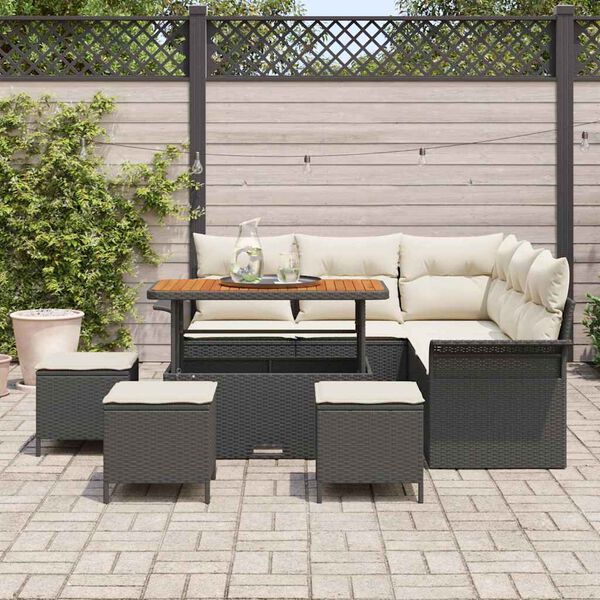 vidaXL Garten-Sofa-Set 9 pcs Schwarz Poly-Rattan