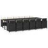 vidaXL 13-tlg. Garten-Essgruppe mit Kissen Poly Rattan Schwarz