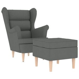 vidaXL Sessel mit Fu&szlig;hocker Dunkelgrau Stoff