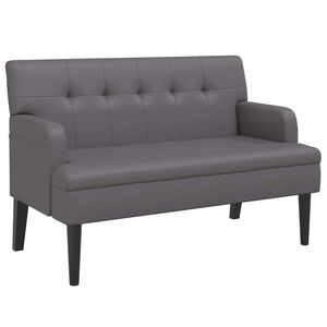 vidaXL Sitzbank mit R&uuml;ckenlehne Grau 112x65,5x75 cm Kunstleder