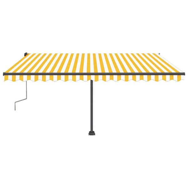 vidaXL Markise Manuell Einziehbar mit LED 450x300 cm Gelb und Wei&szlig;