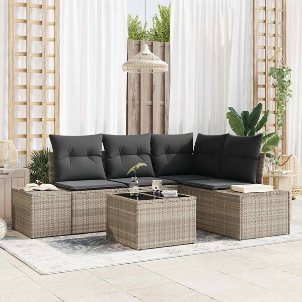 vidaXL Gartensofa-set 5 pcs Hellgrau Poly-Rattan