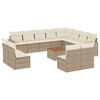 vidaXL 13-tlg. Garten-Sofagarnitur mit Kissen Beige Poly Rattan