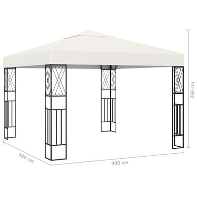 vidaXL Pavillon mit LED-Lichterkette 3x3 m Creme Stoff