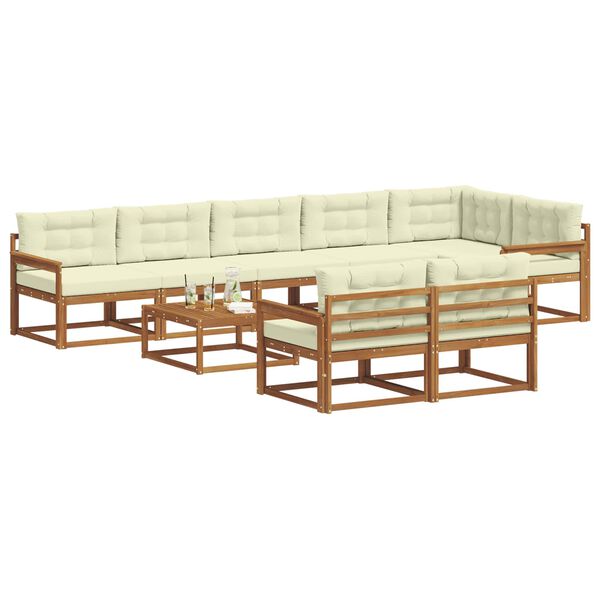 vidaXL Outdoor-Sofagarnitur mit Kissen 9 pcs Natur und Creme
