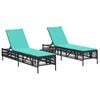 vidaXL Sonnenliegen 2 Stk. mit Tisch Schwarz Poly Rattan