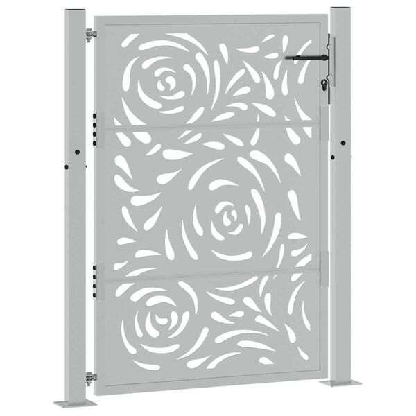 vidaXL Gartentor 105 x 130 cm Verwitterungsstahl Flammendesign