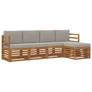 vidaXL Outdoor-Sofagarnitur 5 stk. Nat&uuml;rlich und Hellgrau