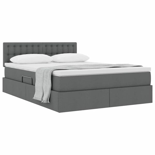 vidaXL Aufbewahrungsbett mit Matratze Dunkelgrau 140 x 190 cm