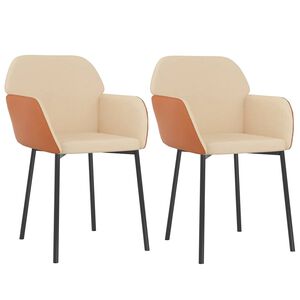 vidaXL Esszimmerst&uuml;hle 2 Stk. Creme Stoff und Kunstleder