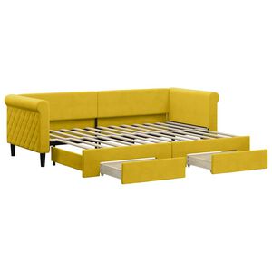 vidaXL Tagesbett Ausziehbar mit Schubladen Gelb 80x200 cm Samt