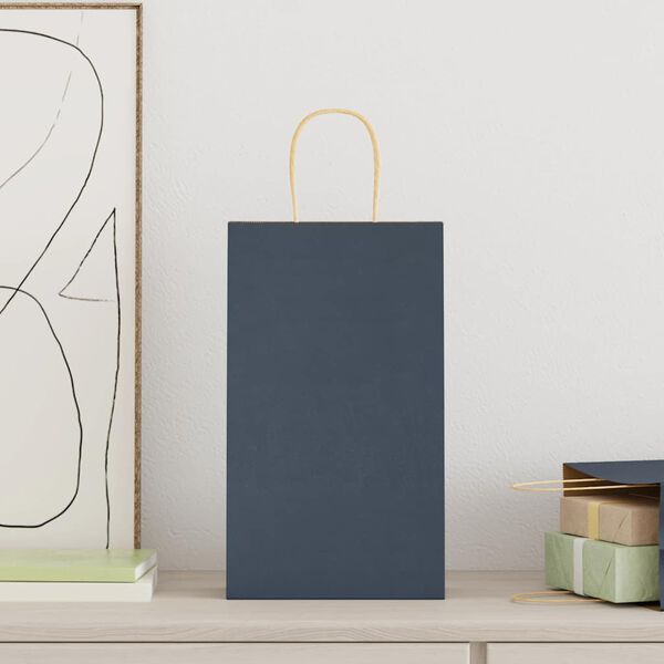 vidaXL Papiertragetaschen 50 Stk. mit Henkeln Blau 21x11x36 cm