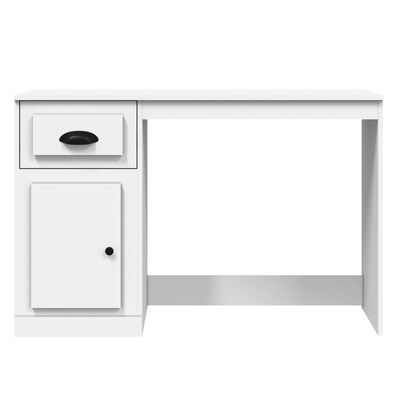 vidaXL Schreibtisch mit Schublade Hochglanz-Weiß 115x50x75 cm