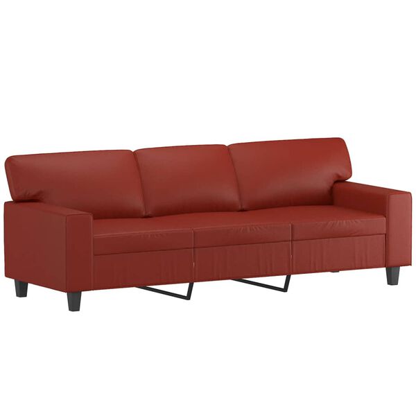 vidaXL 3-Sitzer-Sofa Weinrot 180 cm Kunstleder