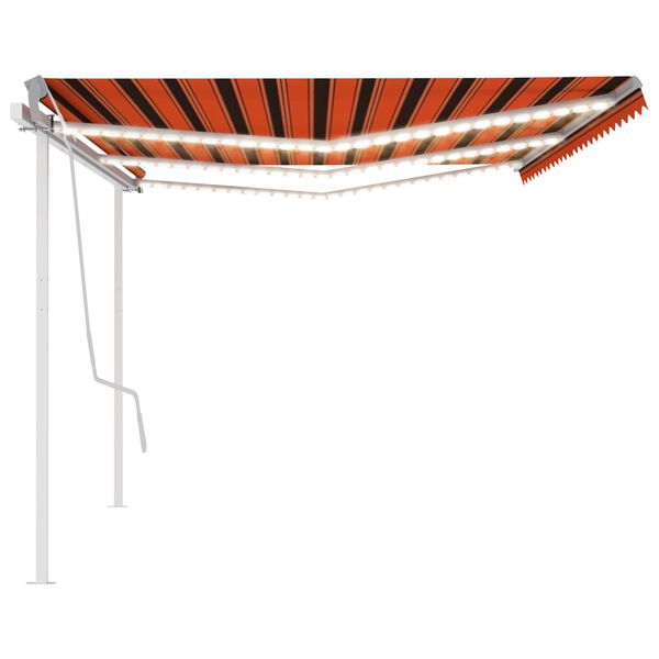 vidaXL Markise Manuell Einziehbar mit LED 6x3 m Orange und Braun