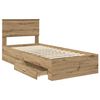 vidaXL Bettrahmen mit Kopfteil Artisan-Eiche 90 x 200 cm Holzwerkstoff