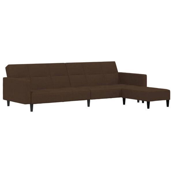 vidaXL Schlafsofa 2-Sitzer mit Hocker Braun Mikrofasergewebe