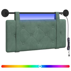 vidaXL H&auml;ngendes Kopfteil Mit LED Licht Meergr&uuml;n Samt