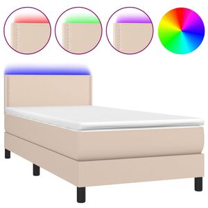 vidaXL Boxspringbett mit Matratze & LED Cappuccino-Braun 80x200cm