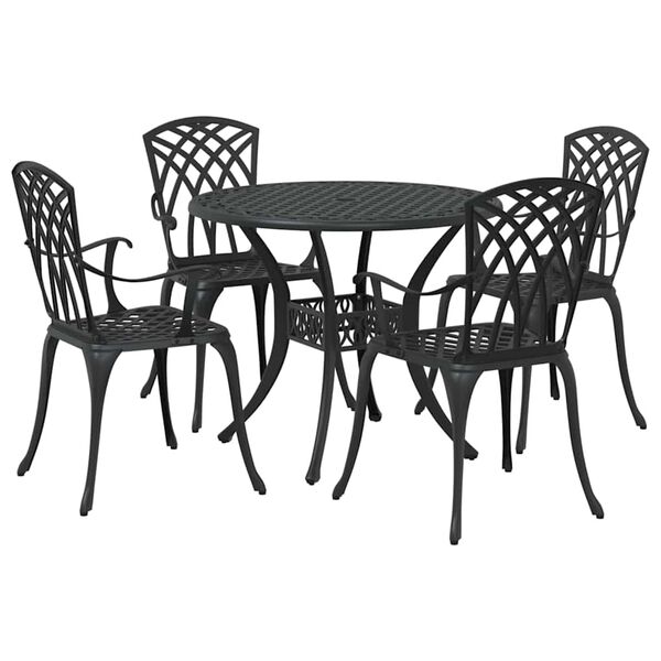 vidaXL Garten Essgruppe 5 pcs Schwarz Aluminium