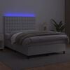 vidaXL Boxspringbett mit Matratze & LED Wei&szlig; 140x200 cm Kunstleder