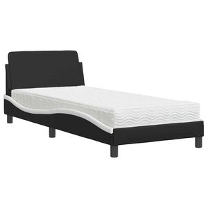 vidaXL Bett mit Matratze "Dover" Schwarz und Wei&szlig; 80x200 cm Kunstleder
