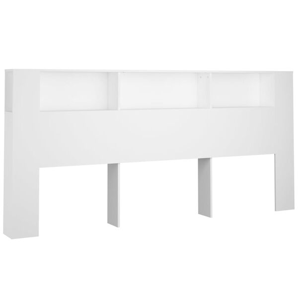 vidaXL Kopfteil mit Ablagen Wei&szlig; 220x18,5x104,5 cm