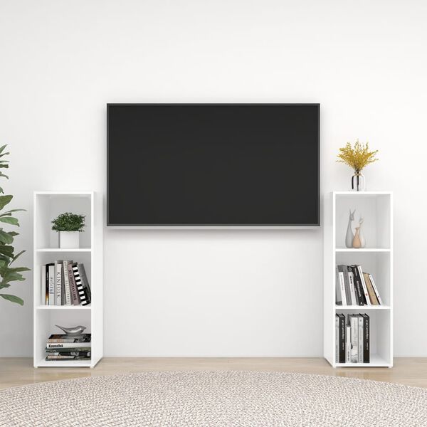 vidaXL TV-Schr&auml;nke 2 Stk. Wei&szlig; 107x35x37 cm Holzwerkstoff