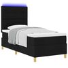 vidaXL LED Boxspringbett mit Matratze Schwarz 90 x 200 cm Stoff