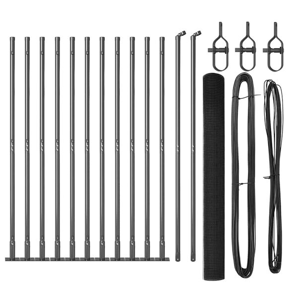 vidaXL Zaunpfosten Grau 25 x 1,6 m (12 x 12 mm Netz) Stahl und PVC
