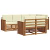 vidaXL Ecksofa Set mit Kissen 7 pcs Natur und Creme Massivholz Akazie