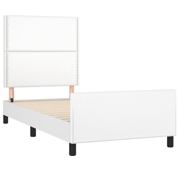 vidaXL Bettgestell mit Kopfteil Wei&szlig; 90x200 cm Kunstleder