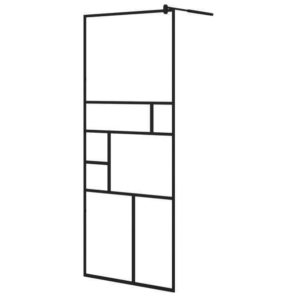 vidaXL Duschwand mit Ablage f&uuml;r Walk-In-Dusche Schwarz 80x195 cm ESG