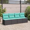 vidaXL 2-tlg. Garten-Sofagarnitur mit Kissen Schwarz Poly Rattan