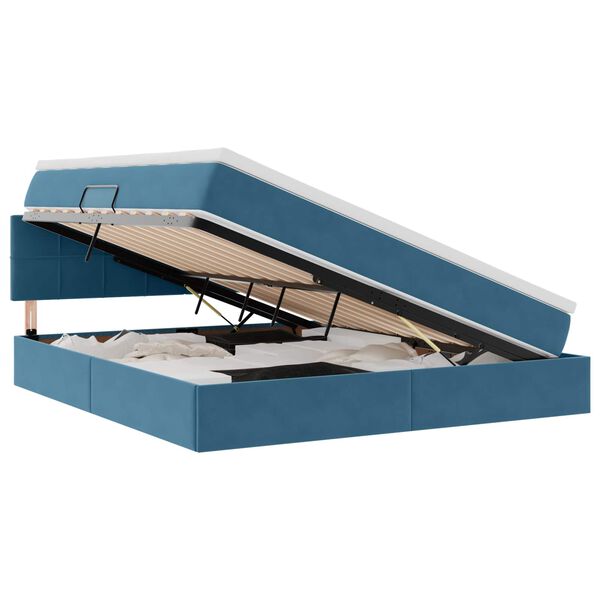 vidaXL Aufbewahrungsbett mit Matratze Dunkelblau 160 x 200 cm Samt