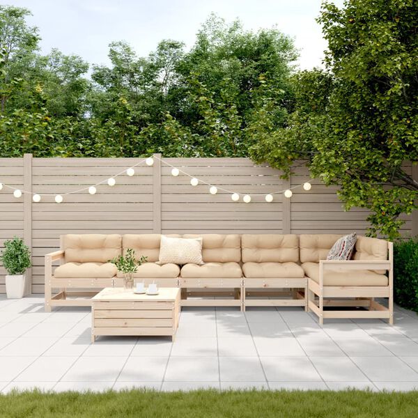 vidaXL 7-tlg. Garten-Sofagarnitur Massivholz Kiefer