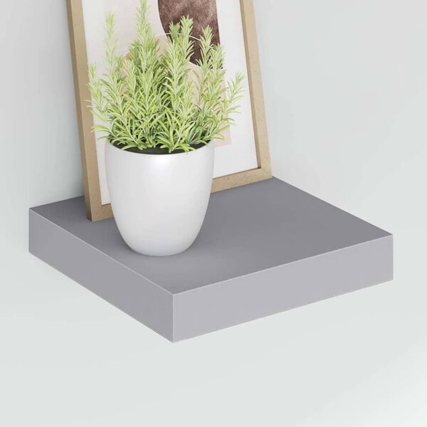 vidaXL Schweberegale 2 Stk. Grau 23x23,5x3,8 cm MDF