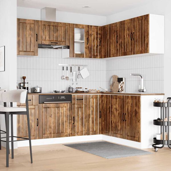vidaXL 11-tlg. K&uuml;chenschrank-Set Kalmar R&auml;uchereiche Holzwerkstoff
