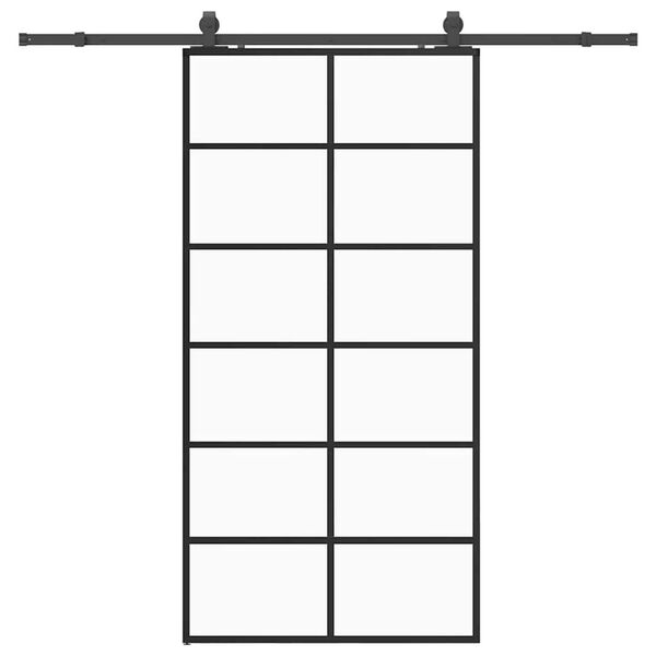 vidaXL Schiebet&uuml;r mit Beschlag Schwarz 102x205 cm ESG-Glas