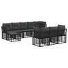 vidaXL Outdoor-Sofagarnitur 10 pcs Schwarz und Dunkelgrau Polyester