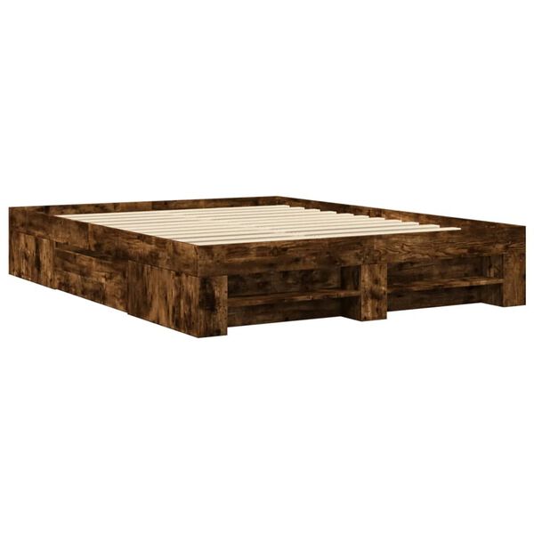 vidaXL Bettgestell ohne Matratze R&auml;uchereiche 150x200 cm Holzwerkstoff
