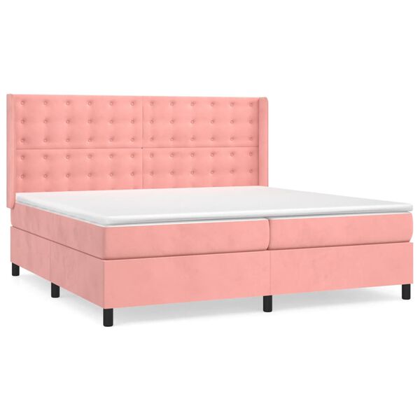vidaXL Boxspringbett mit Matratze Rosa 200x200 cm Samt