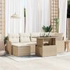 vidaXL Garten-Sofa-Set mit Kissen 7 pcs Beige Poly Rattan