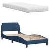 vidaXL Bett mit Matratze Blau 90x190 cm Stoff