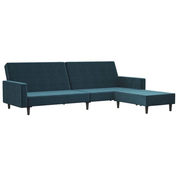 vidaXL Schlafsofa 2-Sitzer mit Fu&szlig;hocker Blau Samt