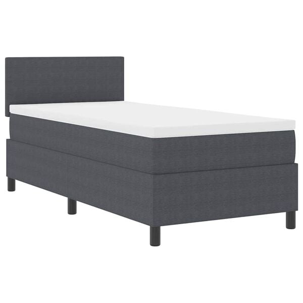 vidaXL Boxspringbett Dunkelgrau und Wei&szlig; 193 x 90 x 88 cm Cordstoff