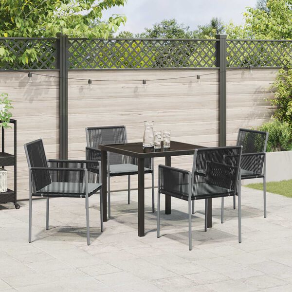 vidaXL Garten Essgruppe 5 pcs Schwarz PE-Rattan