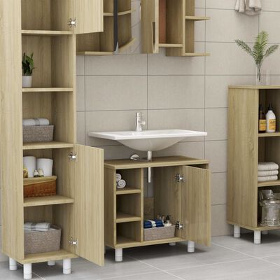 vidaXL Badezimmerschrank Sonoma-Eiche 60x32x53,5 cm Holzwerkstoff